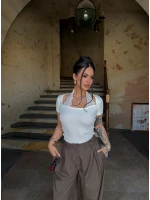 Beyaz Yaka Dantelli Halter Bluz