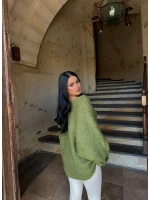 Yeşil Batwing Oversize Triko Kazak