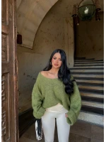Yeşil Batwing Oversize Triko Kazak