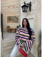 Yeşil Rainbow Çizgili Kazak