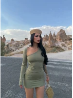 Yeşil Tek Kol Mini Elbise