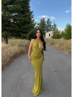 Yeşil Vogue Degaje Maxi Elbise