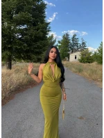 Yeşil Vogue Degaje Maxi Elbise