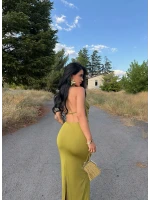 Yeşil Vogue Degaje Maxi Elbise