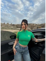 Yeşil Yaka Fermuarlı Brasil Crop