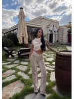 Yılan Desen Wide Leg Pantolon