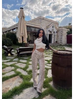 Yılan Desen Wide Leg Pantolon