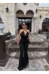 Siyah Aksesuar Askılı Tulum