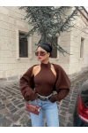 Kahve Bolerolu Triko İkili Takım