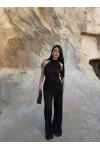 Siyah Sırt Dekolte Fitilli Takım