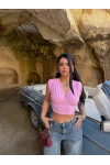 Pembe Ön Çapraz V Crop