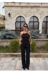 Siyah Yaka Aksesuarlı İkili Takım