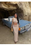 Bej Triko Etek Büstiyer İkili Takım