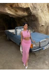 Pembe Triko Etek Büstiyer İkili Takım