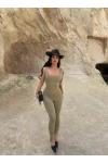Haki Askılı Basic Slim Tulum
