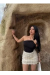 Siyah Omuz Aksesuarlı Sandy Crop