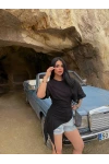 Siyah Eteği Asimetrik Ribana Bluz