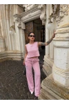 Pembe Sırt Bağlamalı Line İkili Takım