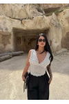 Beyaz Puantiyeli Güpürlü Bralet