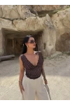 Kahve Puantiyeli Güpürlü Bralet