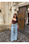 Mavi Yüksek Bel Baggy Denim
