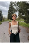 Bej Softline Askılı Crop