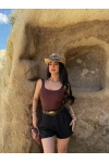 Kahve Sırt Dekolte Bodysuit