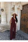 Kahve Tek Omuz Büzgülü Salaş Tulum