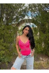 Pembe Neon Güpürlü Bodysuit