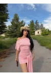 Pembe Fame Kuşaklı Elbise