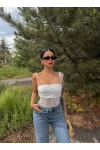 Beyaz Angel Güpür Askılı Bodysuit