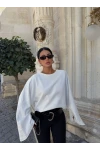 Beyaz İspanyol Kol Basic Sweat