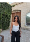 Beyaz Metal Aksesuarlı Bodysuit