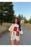Beyaz Red Oversize Baskı Tişört