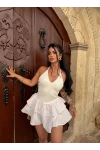 Beyaz Stella Eteği Şortlu Elbise