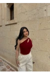 Bordo Omuz Burgulu Basic Crop