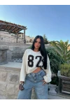 Ekru 82 Kolları Volanlı Triko