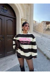 Ekru Brooklyn Çizgili Sweat