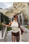 Ekru Fermuarlı Bolerolu İkili Takım