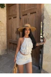 Ekru Flare Fırfırlı İkili Takım