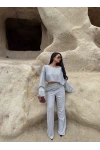 Gri Kayık Yaka Compact Takım