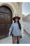 Gri Yanı Yırtmaçlı Balıkçı Kazak
