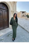 Haki Mona Vatkalı Midiboy Elbise