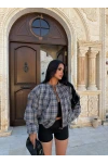Kahve Ekose Bomber Mont