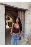Kahve Güpürlü Sandy Bralet