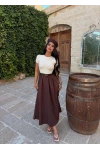 Kahve Kemer Detaylı Midi Elbise