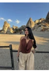 Kahve Nova Aksesuarlı Bluz