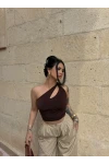 Kahve Omuz Burgulu Basic Crop
