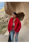 Kırmızı Kemerli Oversize Bomber Ceket