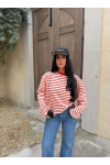Kırmızı Line Oversize Sweatshirt